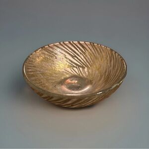 Elegant Tamara Childs Hand Gilt Gold Zigzag Abstract Art Decorative Bowl 6”